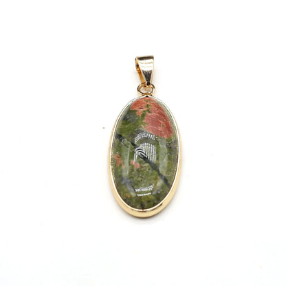 Natural Stone Pendants Grey Agate Unakite Tiger Eye Cabochon Beads Pendant for Jewelry Making DIY Charms Necklace Accessories