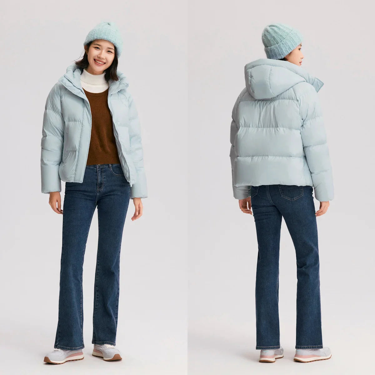 Semir Down Jacket Women Solid Color Loose Versatile 2025 Winter New Waterproof Oil-proof Stain-proof Hooded Coat Down Jacket