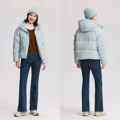 Semir Down Jacket Women Solid Color Loose Versatile 2025 Winter New Waterproof Oil-proof Stain-proof Hooded Coat Down Jacket