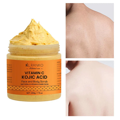 Vitamin C Kojic acid Natural Exfoliating Salt Body &Face Scrub Brightens and Softens Skin Deep Cleaning Anti Oxidative Skin Tone