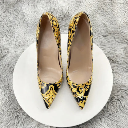 NoEnName_Null Black Graffiti Colorful Women Pumps Sexy Women High Heels Wedding Party Women Shoes Stilettos Accept Customized