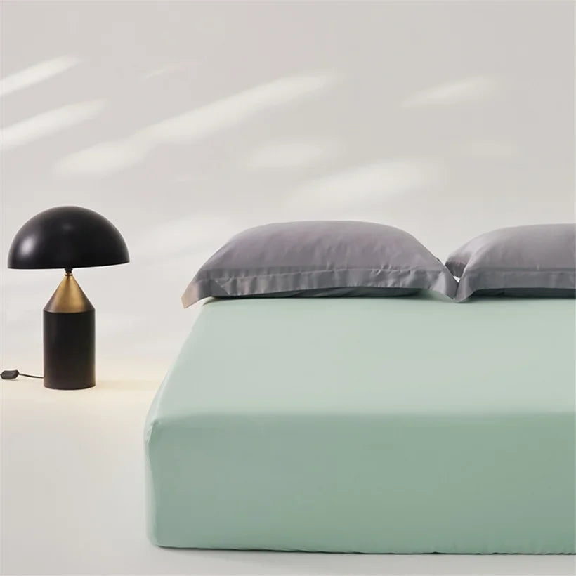 3pcs Set 100% Mulberry Silk Bed Sheet Set with 1pc Fitted Sheet and 2pcs Pillowcase Mattress Cover for Double King Queen Size