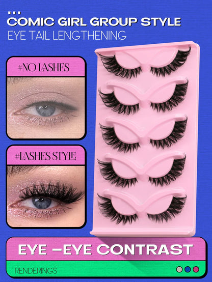 Veltrinay Fake Lashes Cat Eye Lashes Faux Mink Eyelashes Clear Band Lashes Natural Look Wispy Mink Eyelashes False Lashes Makeup