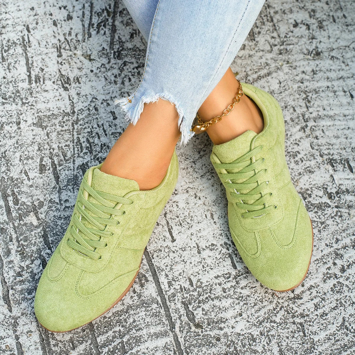 Women's Casual Flat-soled Non-slip Wear-resistant Sport Shoes Spring Autumn Round-toe Soft and Comfortable Women Single Shoes