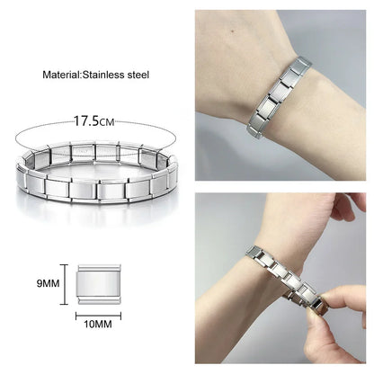 Unisex Minimalist Italian Modular Bracelet Stainless Steel Square Elastic Spliced Titanium Steel Polished Chain