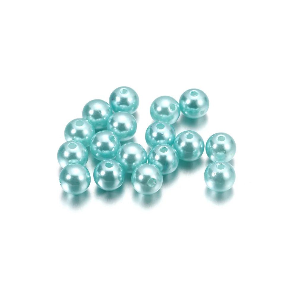 10-1000pcs/lot 3-20mm Straight Holes Acrylic Imitation Pearl Beige Bracelet Round Beads For DIY Craft Jewelry Making Supplies