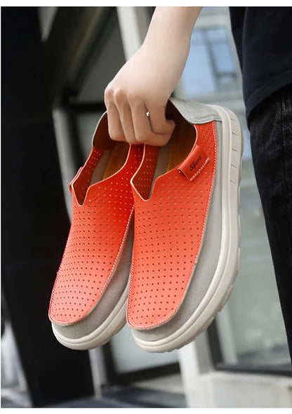 2026 New Men's Casual Shoes Fashion Comfortable Men's Shoes High Quality Leather Men Driving Shoes Handmade Flat Shoes Size 46