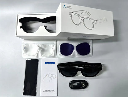 Lenovo 2026 New 8K AI Translation AI Smart Glasses Bluetooth Calling Music Player Camera Control Anti Blue Light Sunglasses