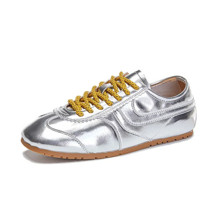 German Training Shoes Women 2026 New Genuine Leather Women Sneakers Flat Lace-up Retro Large Size Forrest Gump Shoes Women