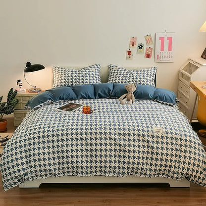 Checkerboard Bedding Comforter Set with Pillowcase bed sheet Single Full Size Bed Linen Duvet Cover Set Queen/King Double Single