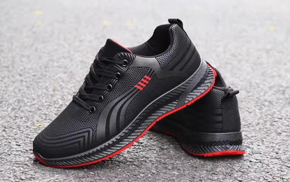 Waterproof Men's Sneakers Casual Running Shoes Soft Bottom Black Leather Sports Shoes