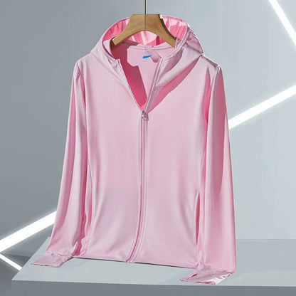 UPF45 UV Sun Protection Clothing Women's Zip Up thin Hoodie Long Sleeve Seatshirt Light Outdoor Fishing Running Hiking Jacket