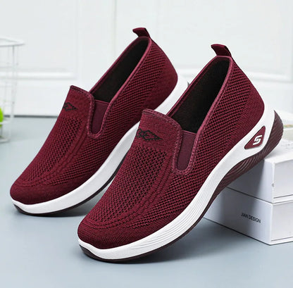 Women's Shoes Spring and Autumn New Mesh Breathable Casual Shoes Outdoor Lightweight Non-slip Wedge Heel Thick-soled Sneakers