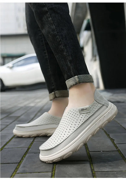2026 New Men's Casual Shoes Fashion Comfortable Men's Shoes High Quality Leather Men Driving Shoes Handmade Flat Shoes Size 46