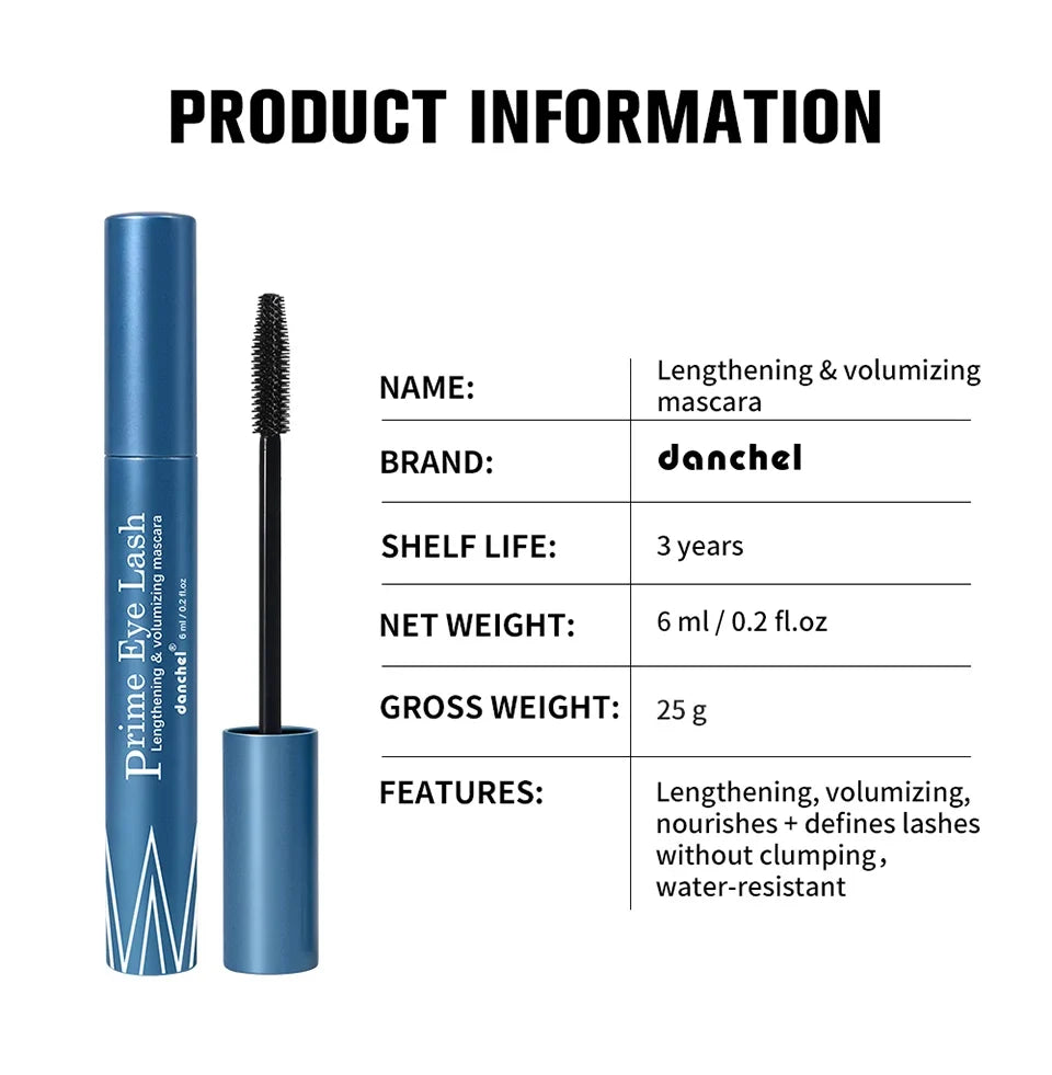 Lengthening & Volumizing Mascara Water-Resistant Long-Lasting Nourishing Strengthen Mascara Glossy Natural Finish Eye Makeup