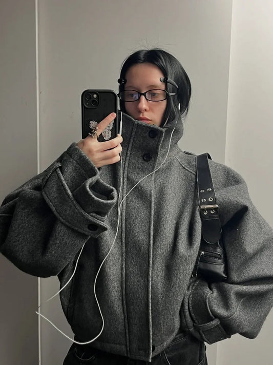 Fashion Oversize Lapel Suit Jacket Women Casual Single Button Pockets Female Coat 2025 Summer New Half Sleeve Jackets Streetwear