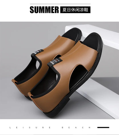 Brand Man Sandals Designer Fashion Leather Casual for Men Summer Comfortable Beach Slippers Outdoor Non-slip Men Sandalias 2026