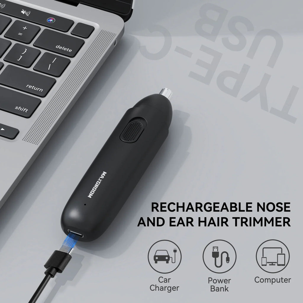 MAXGROOM Nose Hair Trimmer for Men Rechargeable 360 Rotating Dual-Blade Electric Shaver Eyebrows Nose Hair Trimmer Painless Safe