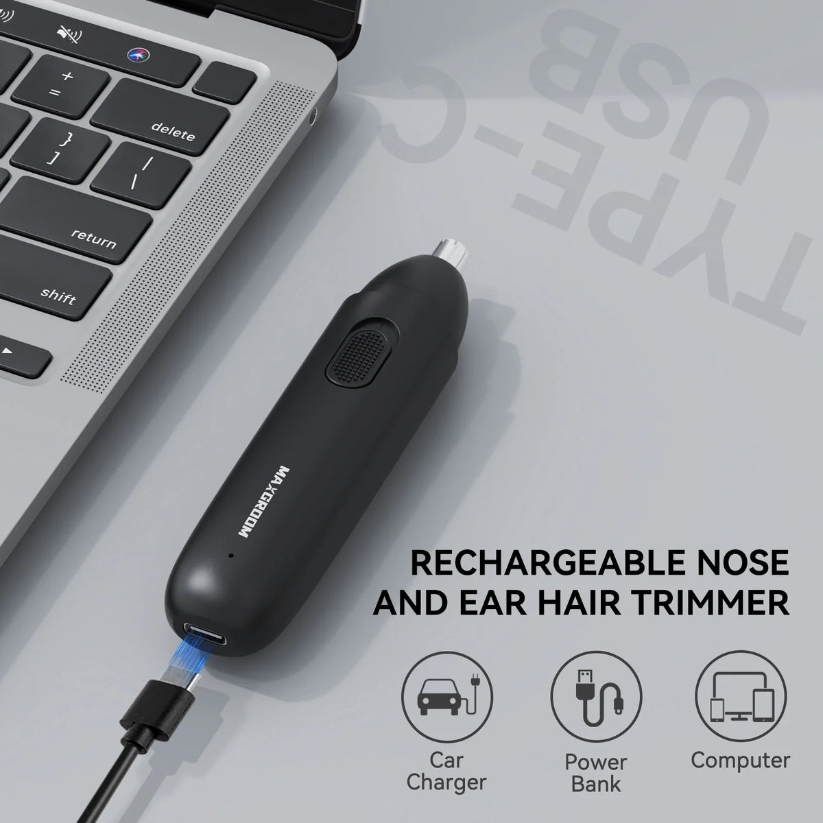 MAXGROOM Nose Hair Trimmer for Men Rechargeable 360 Rotating Dual-Blade Electric Shaver Eyebrows Nose Hair Trimmer Painless Safe