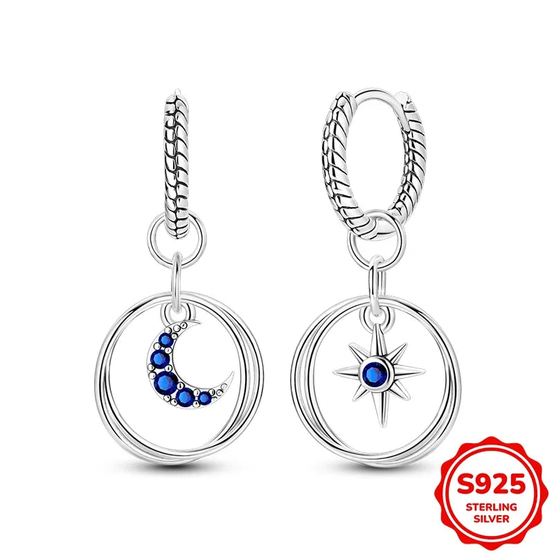 Original 925 Sterling Silver Blue Zirconium Butterfly Earrings Colored Hoop Earring Women Female Party Fine Earring Jewelry Gift