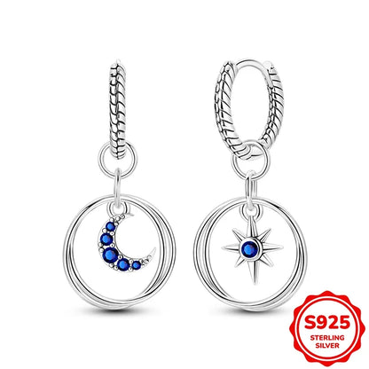 Original 925 Sterling Silver Blue Zirconium Butterfly Earrings Colored Hoop Earring Women Female Party Fine Earring Jewelry Gift