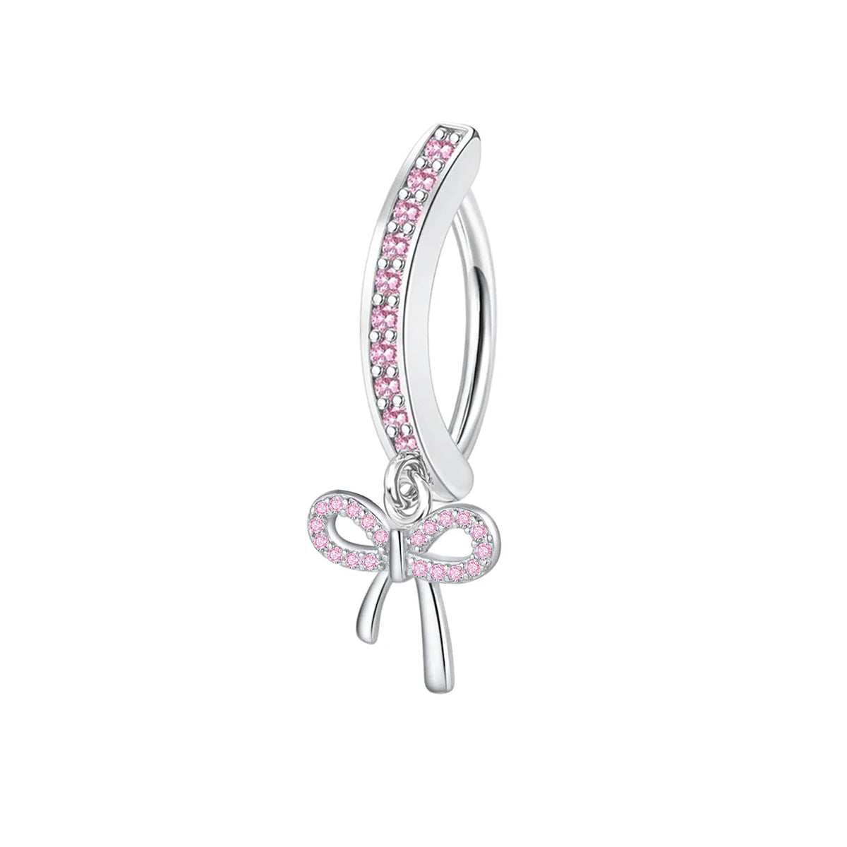 1PC Stainless Steel 14G Dangle Belly Button Ring for Women Heart Bow Reverse Hoop Clicker Navel Rings Body Piercing Jewelry