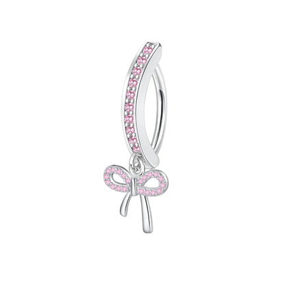 1PC Stainless Steel 14G Dangle Belly Button Ring for Women Heart Bow Reverse Hoop Clicker Navel Rings Body Piercing Jewelry