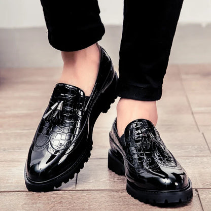 Men Loafers PU Splicing Tassel Decoration Low Heel Comfortable Classic Daily Business Men Shoes