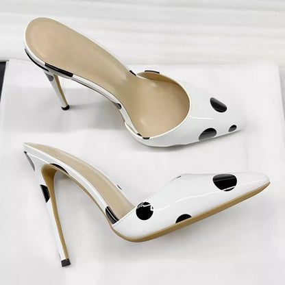 Pointed Toe 8/10/12 cm High Heel Mule for Women with a Distinctive Style, Wearing Ultra High Heel Half Slippers Externally