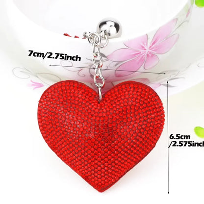 Rhinestone Heart Finger Keychain Bling Crystal Strap Pendant for Key Keychain Handbag Wallet Key Accessories Gift for Women