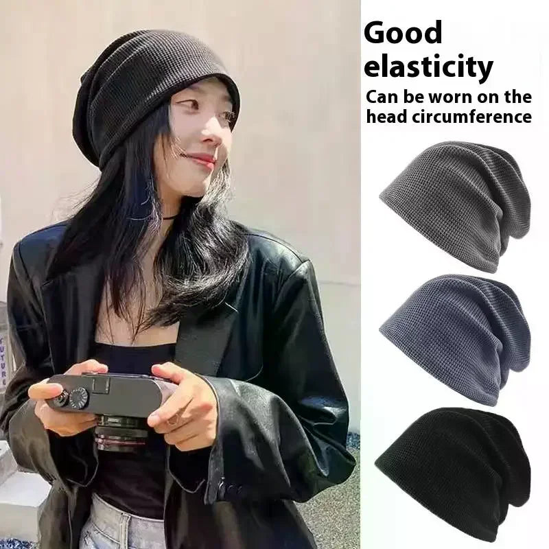Casual Keep Warm Thin Knit Hat Cute Outdoor Cold Cap Ear Protection Warm Stack Hat For Men Women