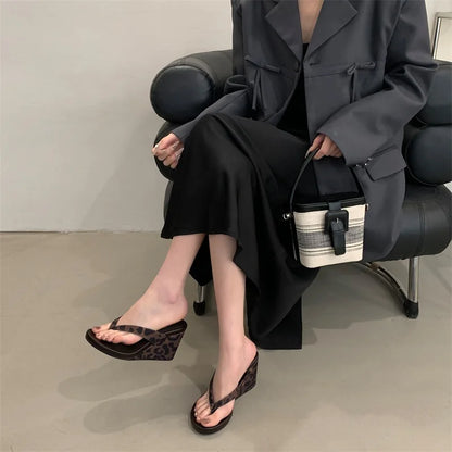 Aneikeh Fashion Summer Clip Toe Platform Wedges Women Slippers  Thick High Heels Beach Flip Flops Slide Shoes 2026