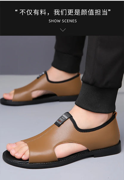 Brand Man Sandals Designer Fashion Leather Casual for Men Summer Comfortable Beach Slippers Outdoor Non-slip Men Sandalias 2026