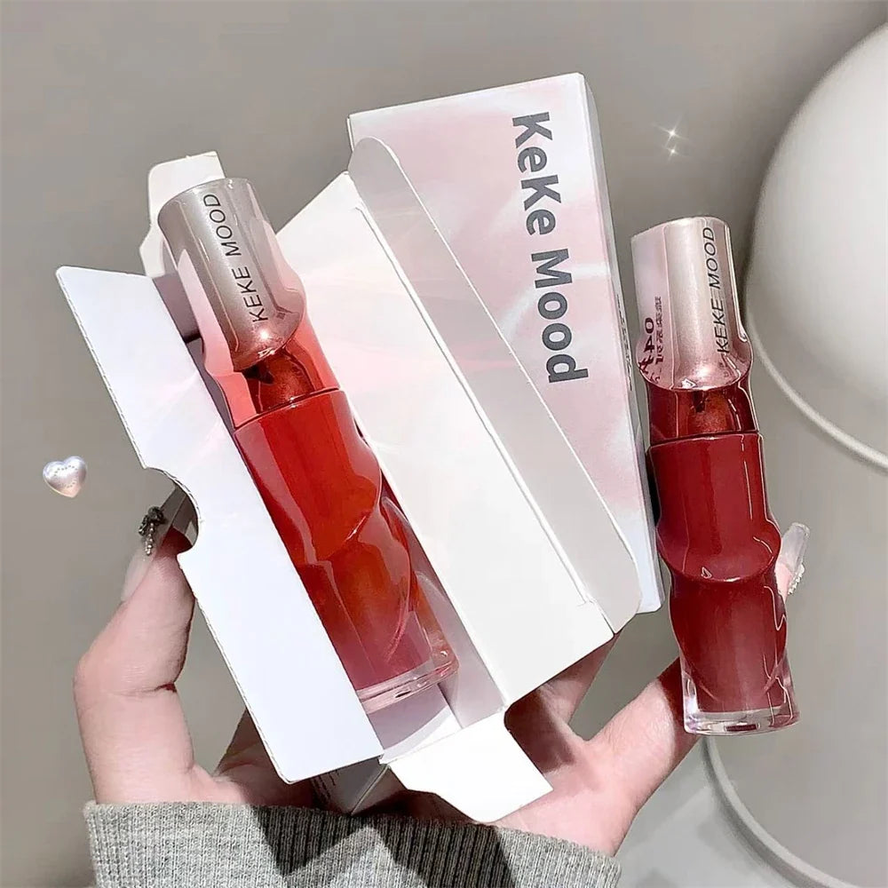 Crystal Nude Gray Glossy Lip Stain Mirror Korean Lip Glaze Sheer Nude Glitter Lip Tint Watery Shine Plumping Lipgloss Cosmetics