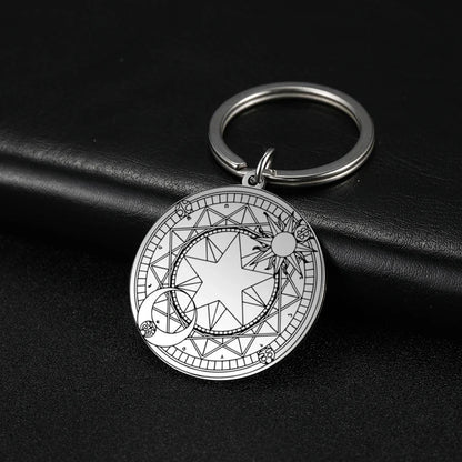 Dawapara Protection Secret Seal of Solomon Pendant Keychain Witchcraft Hexagram Wealth Fortune Amulet Stainless Steel Jewelry