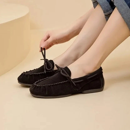 AIYUQI 2026 New Women's Flats Shoes Hand-sewn Pleats Women Loafers Large Size Casual Leather Female Shoes