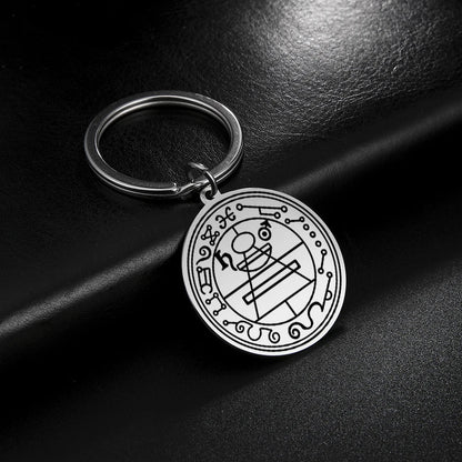 Dawapara Protection Secret Seal of Solomon Pendant Keychain Witchcraft Hexagram Wealth Fortune Amulet Stainless Steel Jewelry