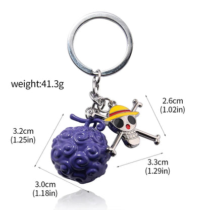 One Piece Luffy Straw Hat Keychain Rotatable Zoro Skull Metal Pendant Role-Playing Decorative Accessories Fan Jewelry Gift