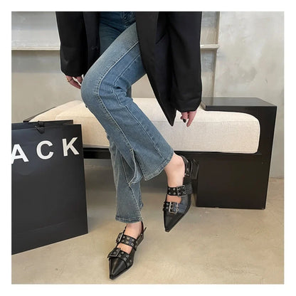 New Women Sandals Shoes Pointed Toe 2025 Spring Fashion Shallow Footwear Slingbacks Ladies Sandals Flats Shoes Big size