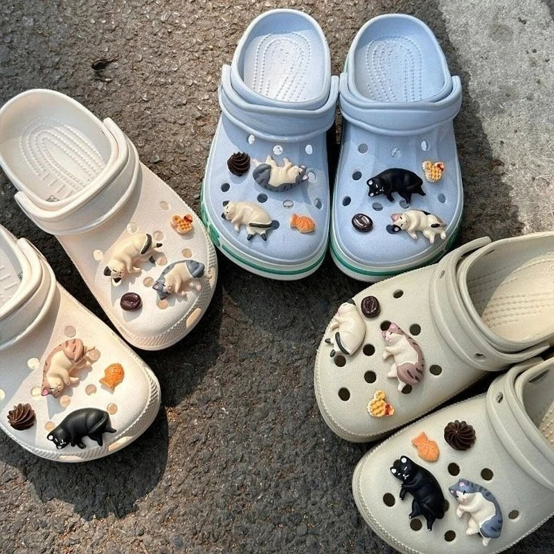 8Pcs Summer Fashion Shoe Charms for Sandals Clogs Set DIY Accessories Cute Cartoon Animals Shoes Buckle Decorations Gifts