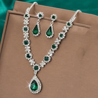 Simple and Atmospheric Water Droplet Necklace Earrings Two-Piece Set as a Surprise Birthday Gift for Girlfriend and Best Friend