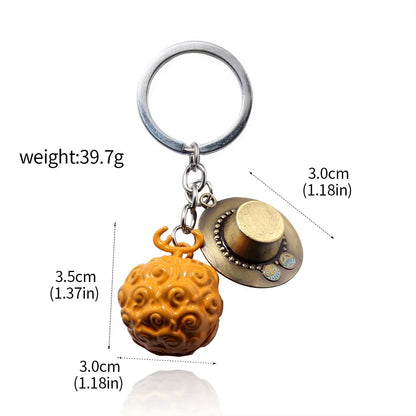 One Piece Luffy Straw Hat Keychain Rotatable Zoro Skull Metal Pendant Role-Playing Decorative Accessories Fan Jewelry Gift