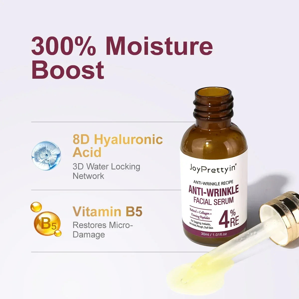 Retinol facial essence smoothes, moisturizes, reduces fine lines, tightens and nourishes essence