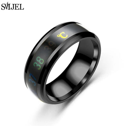 Smart Sensor Body Temperature Ring Man Women Multifunctional Stainless Steel Display Real-time Temperature Test Finger Rings