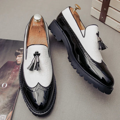 Men Loafers PU Splicing Tassel Decoration Low Heel Comfortable Classic Daily Business Men Shoes