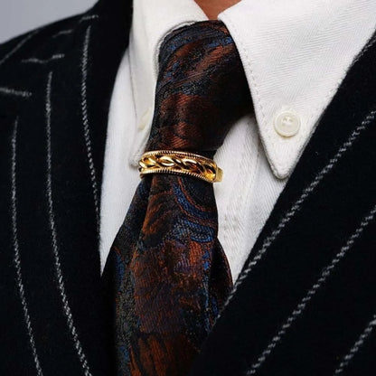 Creative Alloy D-shaped Tie Buckle Cuff Links Shirt Tie Pin Twists Tie Clip Accessories for Suit Mini Tie Knot Fixation Wedding