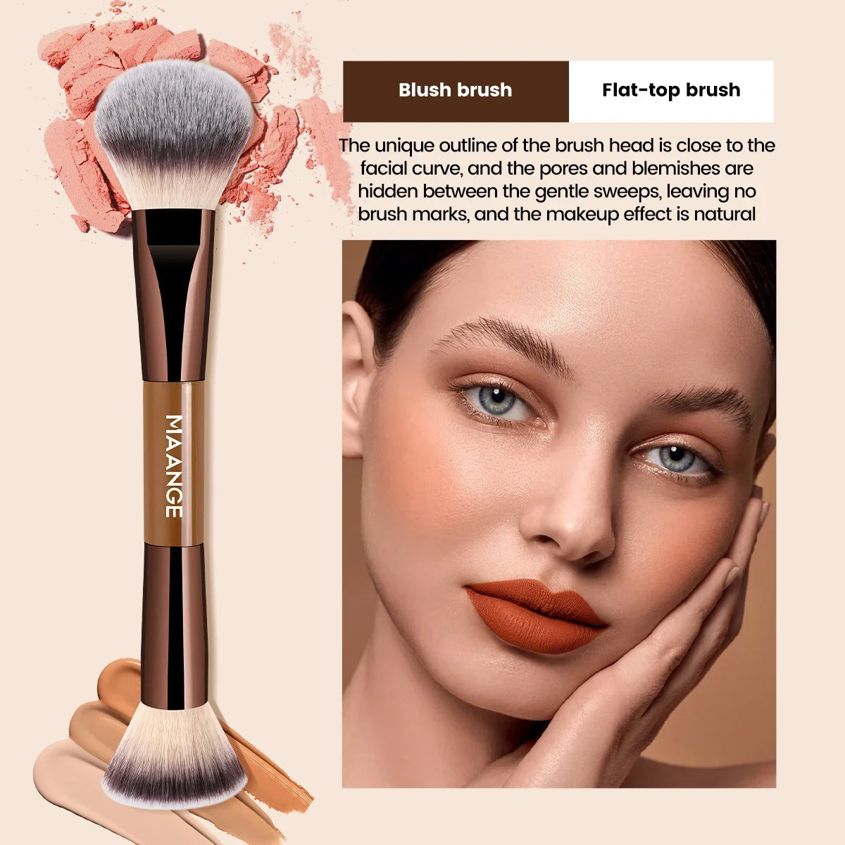 MAANGE 13pcs Makeup Brushes with Storage Bag Foundation Brush Powder Blusher Brush Eye Brush Multi-functional Makeup Brush Set