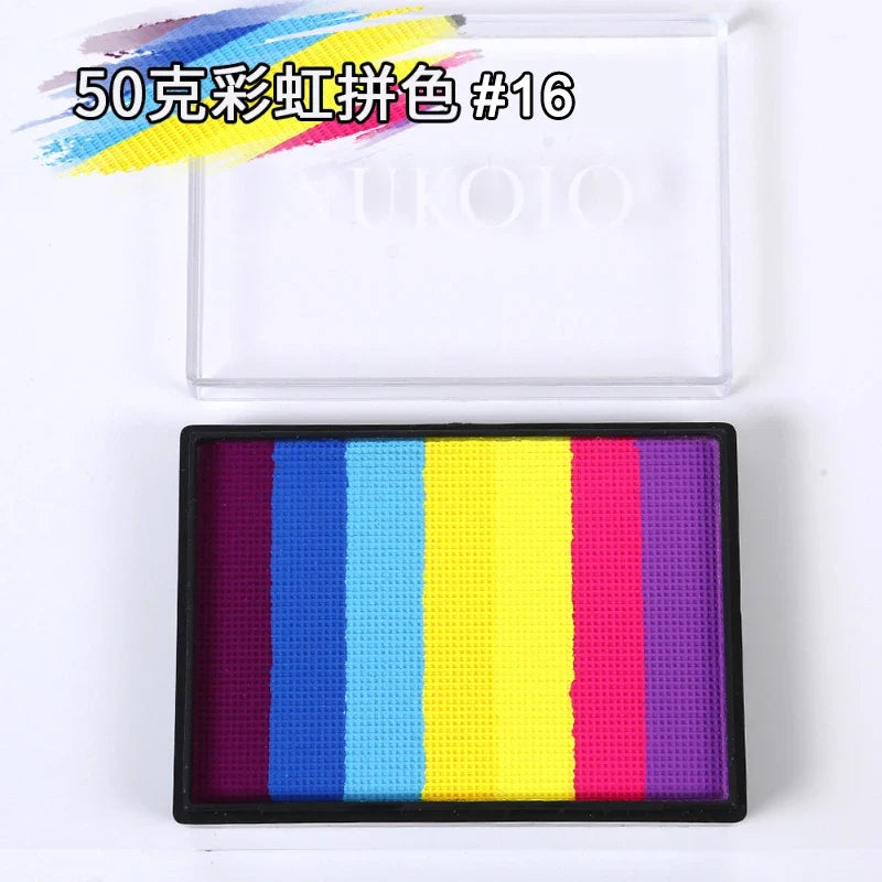50g Facial and Body Paint Palette,Non-Toxic Rainbow Water-Soluble Body Paint for Rainbow Festival,Cosplay,Party,Art,Stage Makeup