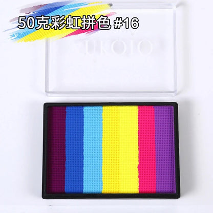 50g Facial and Body Paint Palette,Non-Toxic Rainbow Water-Soluble Body Paint for Rainbow Festival,Cosplay,Party,Art,Stage Makeup
