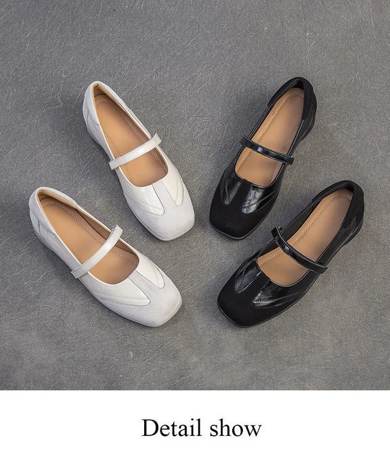 DRKANOL 2026 Women Genuine Leather Flat Shoes Summer Shallow Sheepskin Hook And Loop Casual Loafers Ladies Low Heel Single Shoes